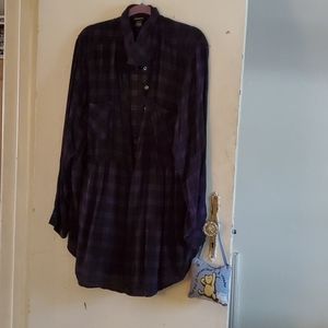 Purple and black plaid tunic shirt